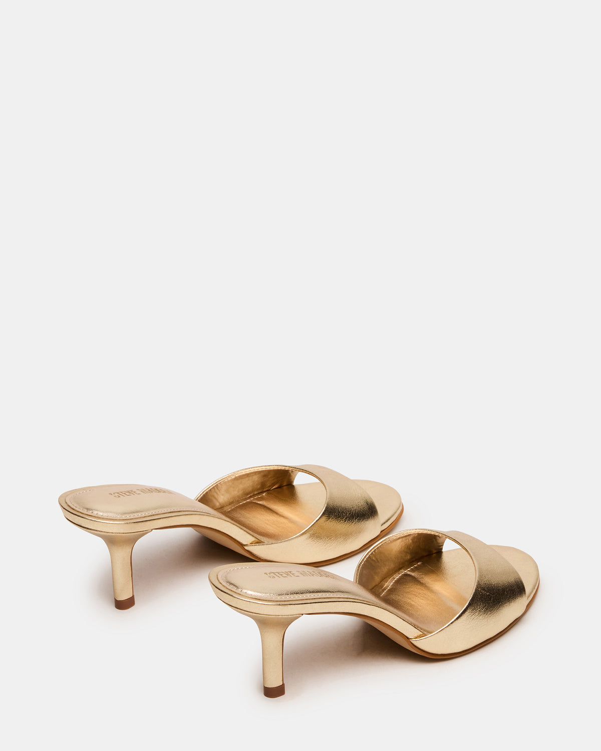 KENDRIX Gold Leather Mule Stiletto Women's Heel | Steve Madden Customer Favorite