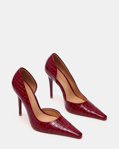 ELEGANT Red Crocodile Pointed-Toe Stiletto Pump Women's Heel | Steve Madden Signature