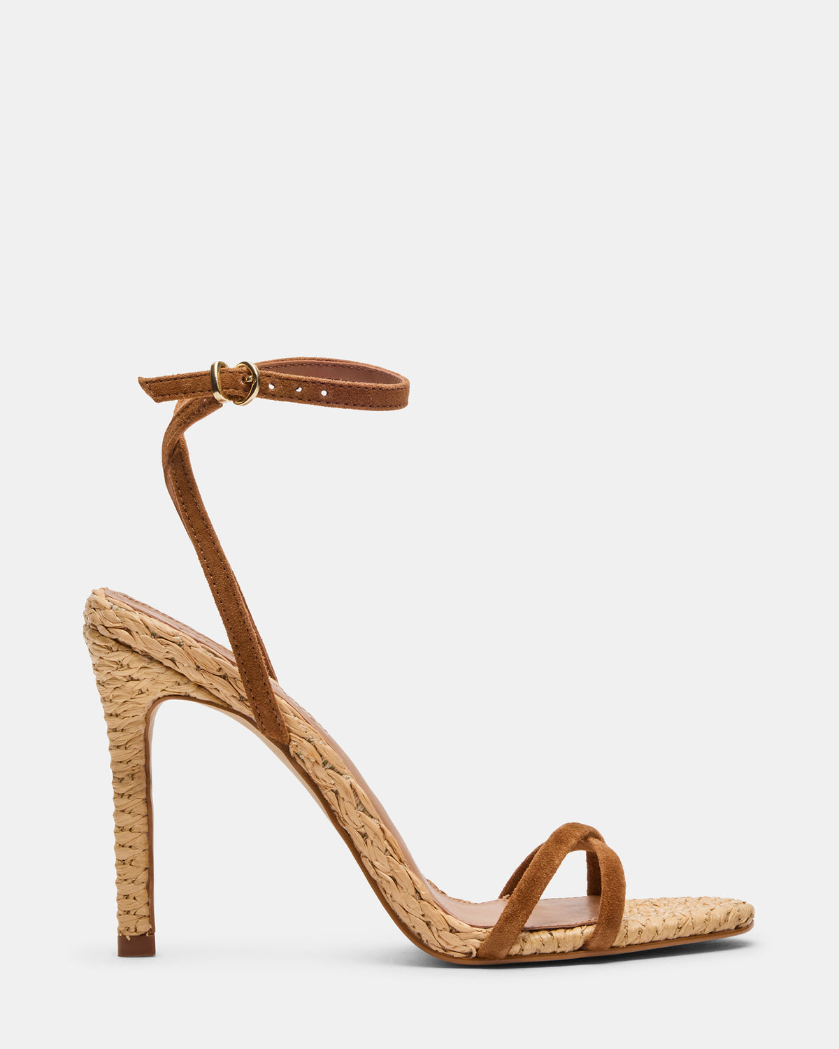JYPSEY Chestnut Suede Raffia Strappy Stiletto Women's Heel | Steve Madden Essential