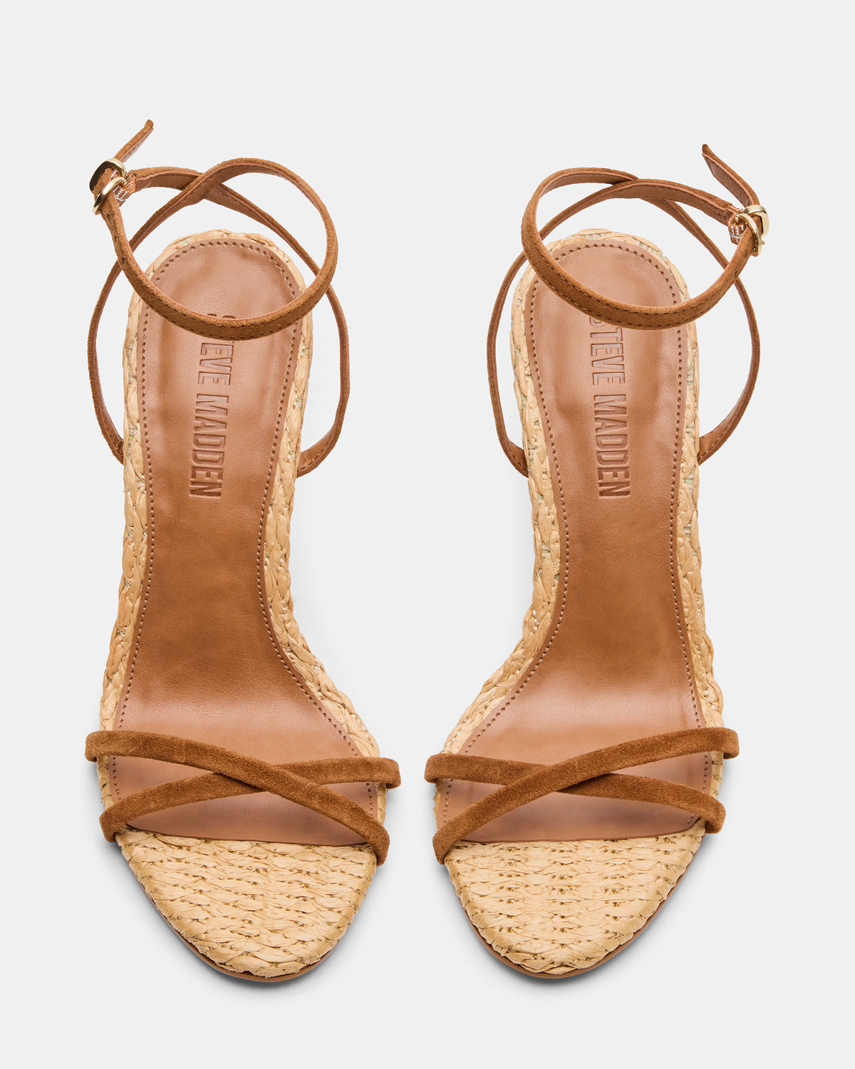 JYPSEY Chestnut Suede Raffia Strappy Stiletto Women's Heel | Steve Madden Essential