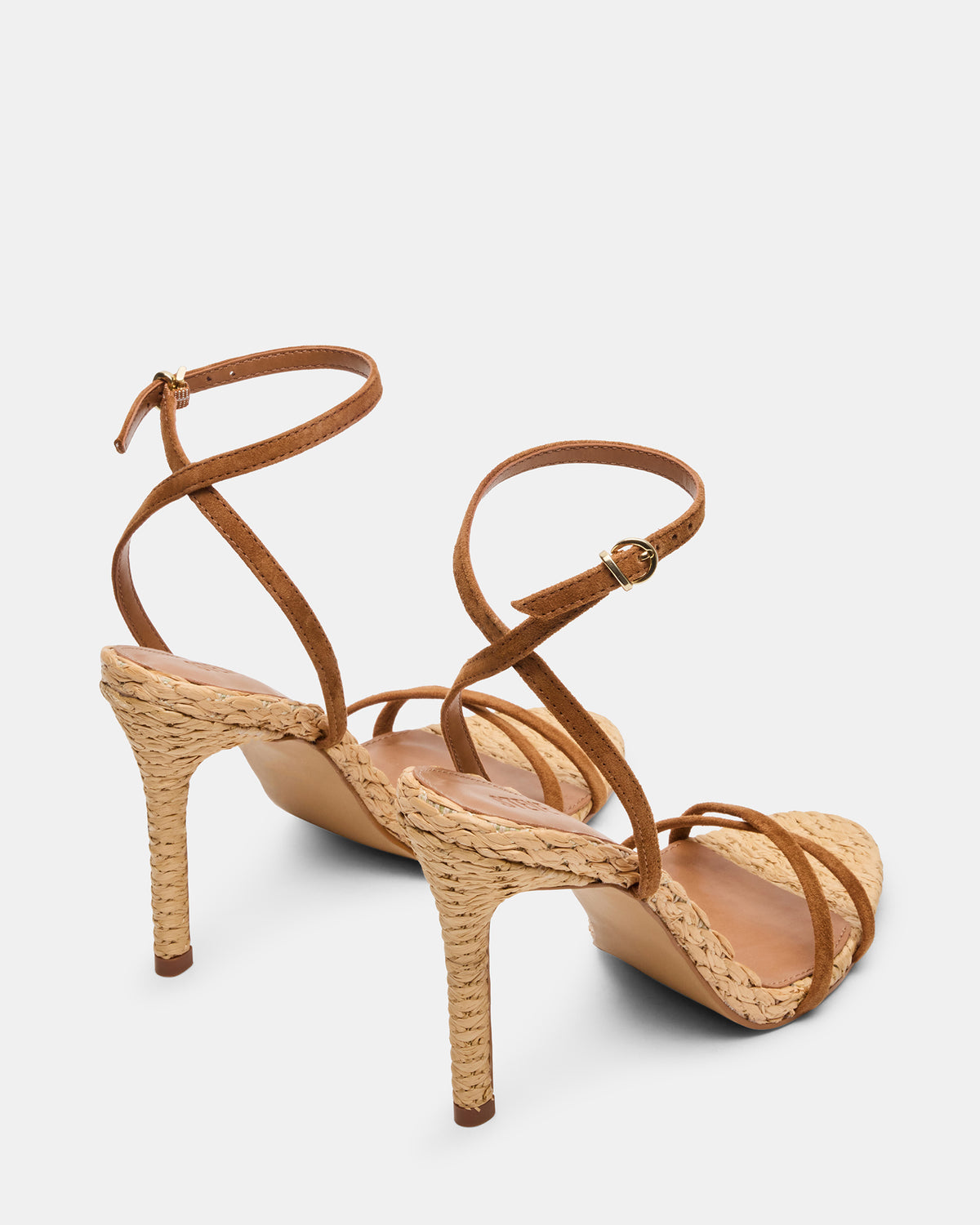 JYPSEY Chestnut Suede Raffia Strappy Stiletto Women's Heel | Steve Madden Essential