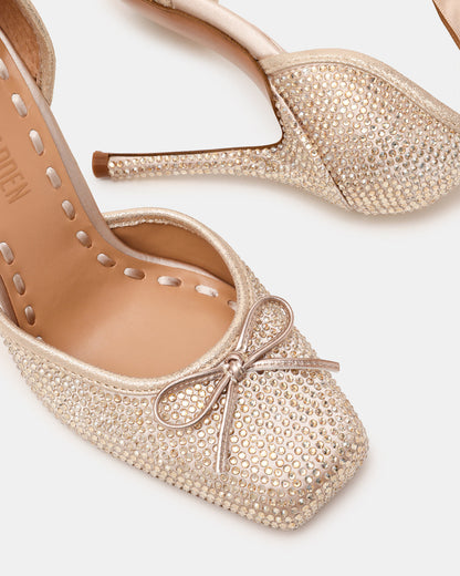 LARINA Champagne Rhinestones Square-Toe Stiletto Lace-Up Women's Heel | Steve Madden Hot Sale