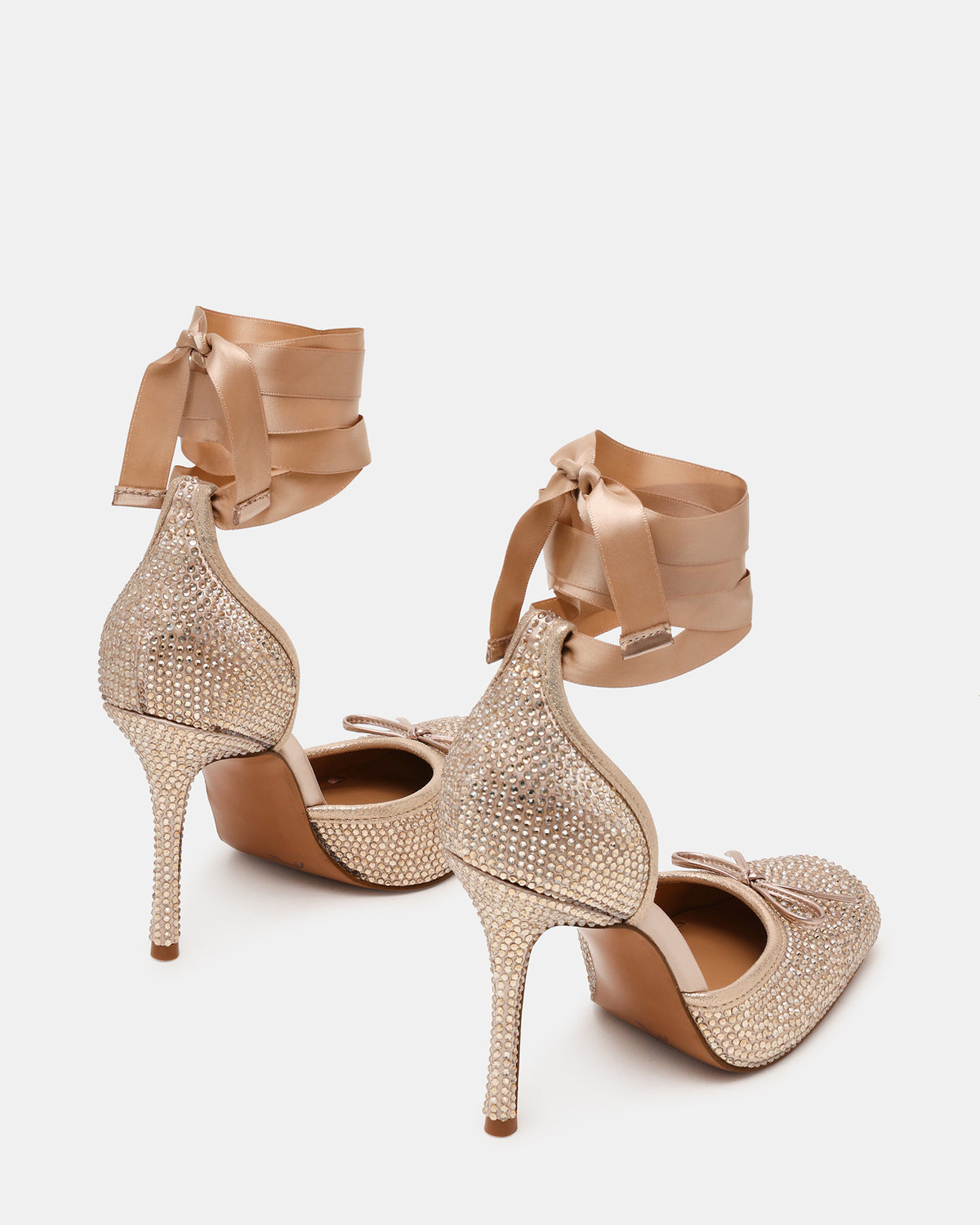 LARINA Champagne Rhinestones Square-Toe Stiletto Lace-Up Women's Heel | Steve Madden Hot Sale