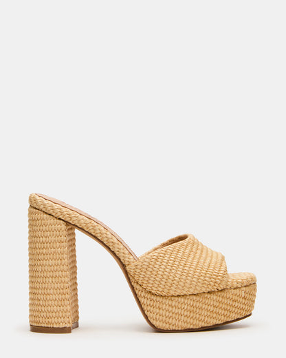 JOEL Natural Raffia Square-Toe Platform Raffia Mule Women's Heel | Steve Madden Best Price