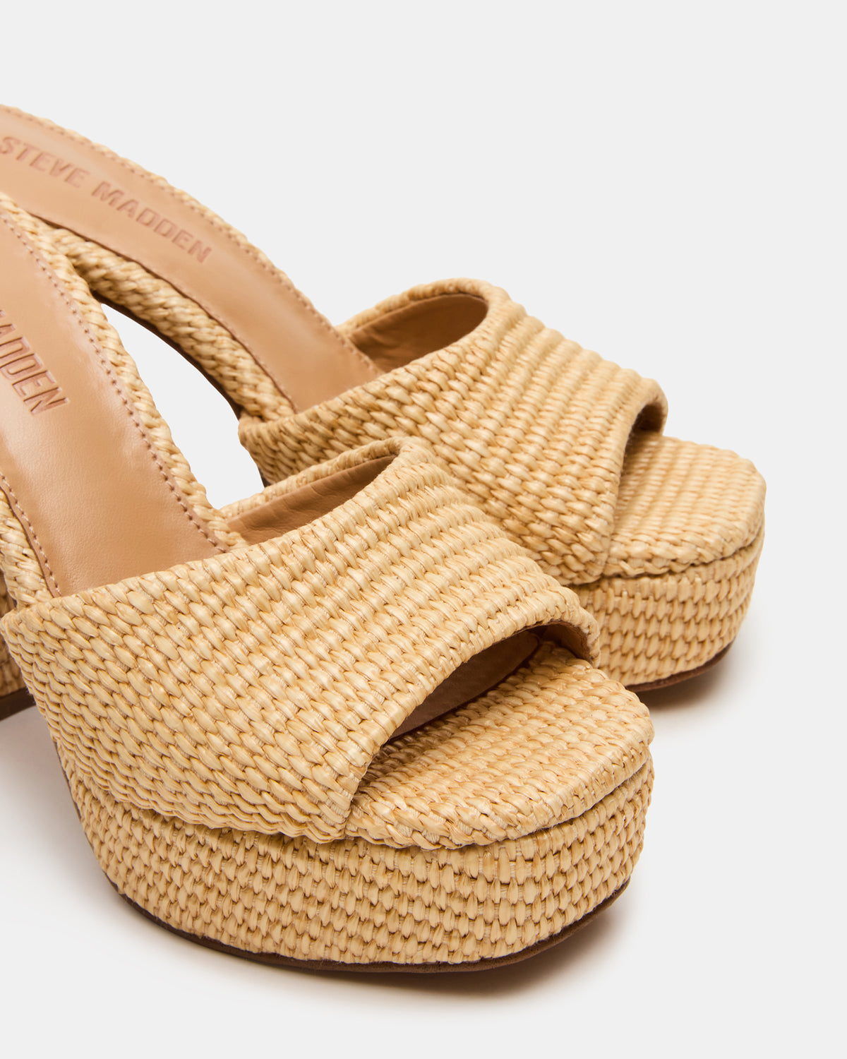 JOEL Natural Raffia Square-Toe Platform Raffia Mule Women's Heel | Steve Madden Best Price