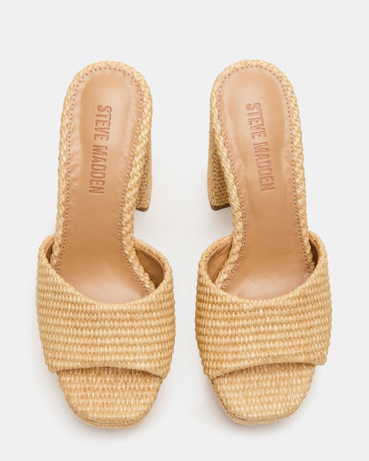 JOEL Natural Raffia Square-Toe Platform Raffia Mule Women's Heel | Steve Madden Best Price