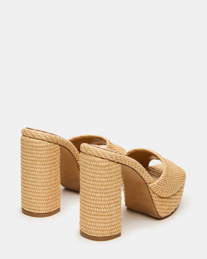 JOEL Natural Raffia Square-Toe Platform Raffia Mule Women's Heel | Steve Madden Best Price