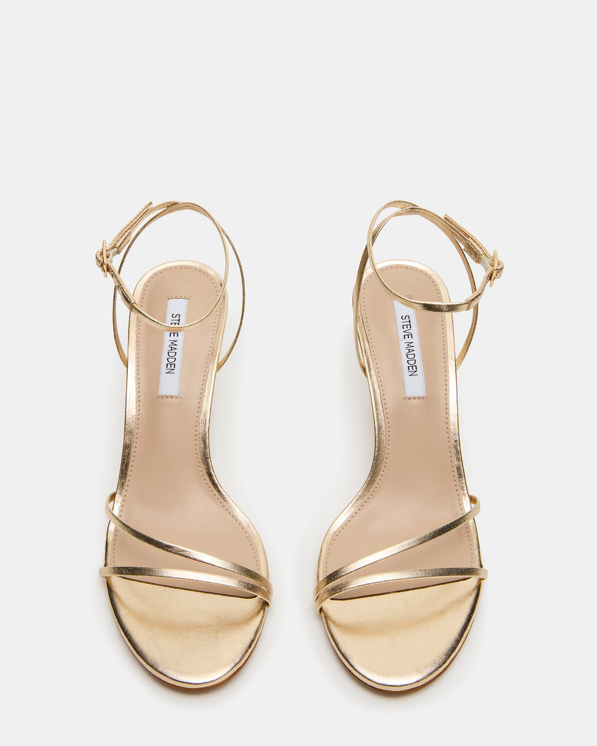 ERAS Gold Leather Stiletto Round-Toe Ankle Strap Women's Heel | Steve Madden Smart Buy