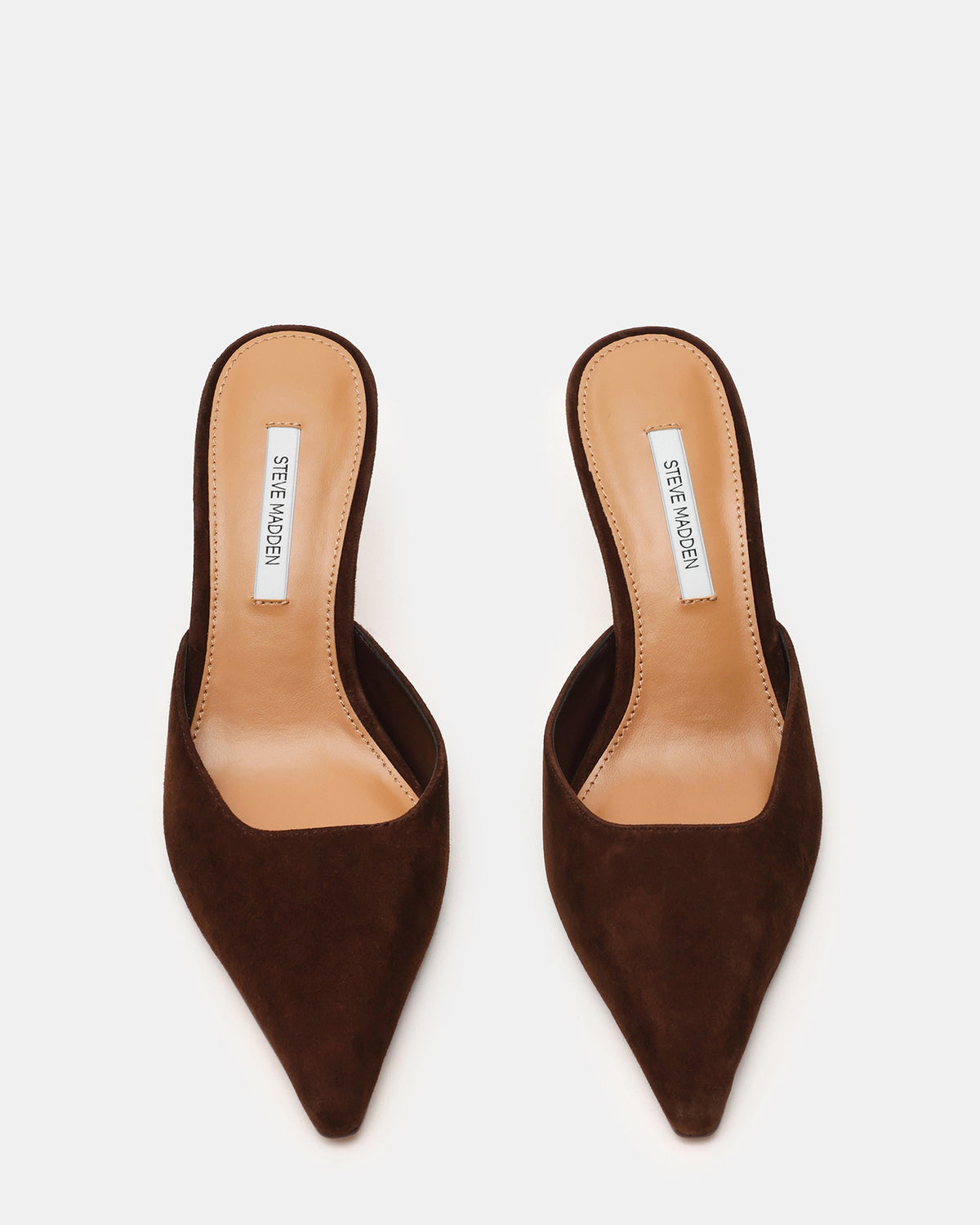 ADELINE Brown Suede Mule Pointed-Toe Gold-Detail Women's Heel | Steve Madden Great Value