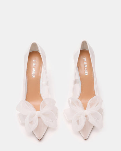 TAFFY White Bow Pointed-Toe Stiletto Pump Women's Heel | Steve Madden Best Seller