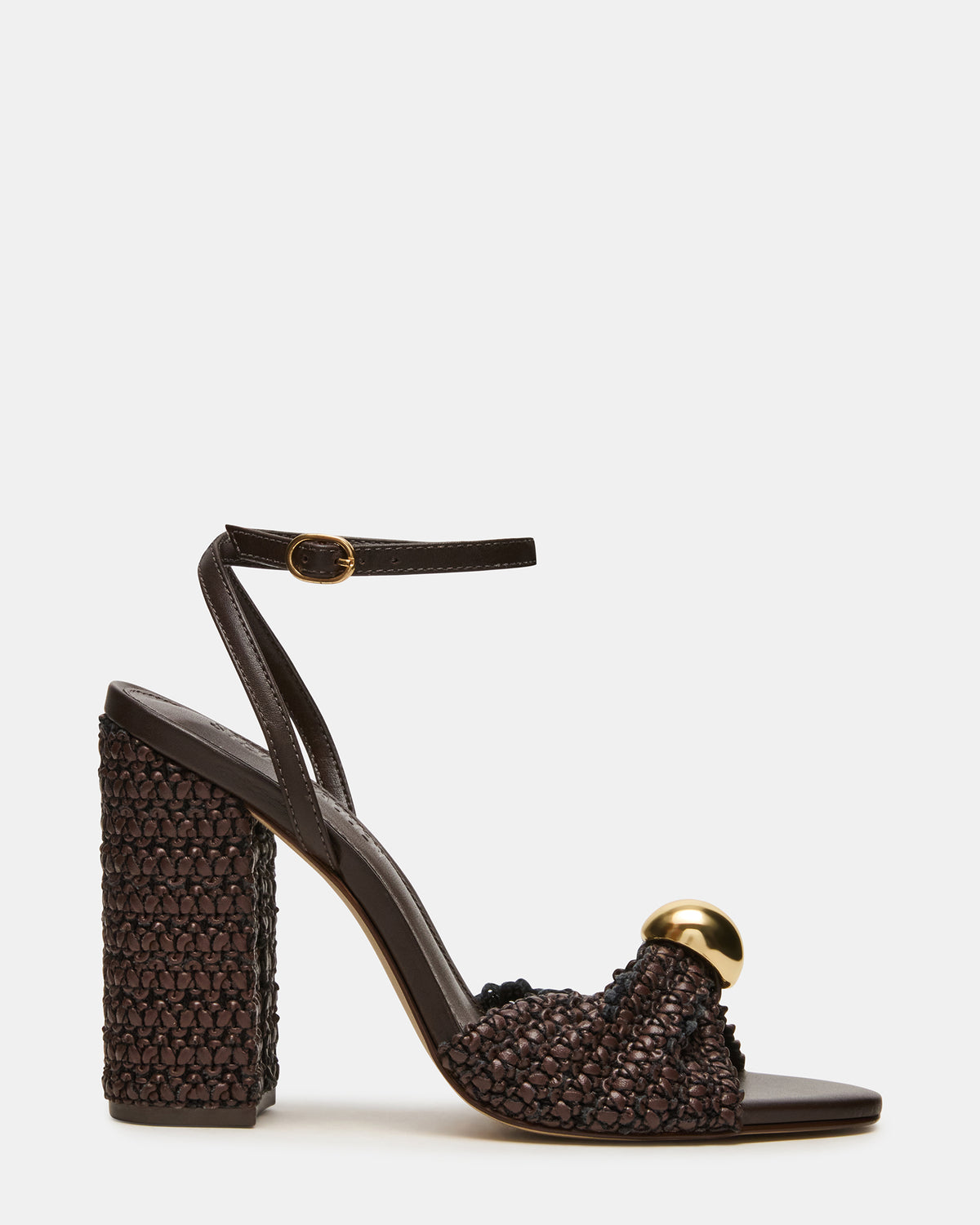 CHEYLA Brown Multi Raffia Women's Block Heels | Steve Madden Trending
