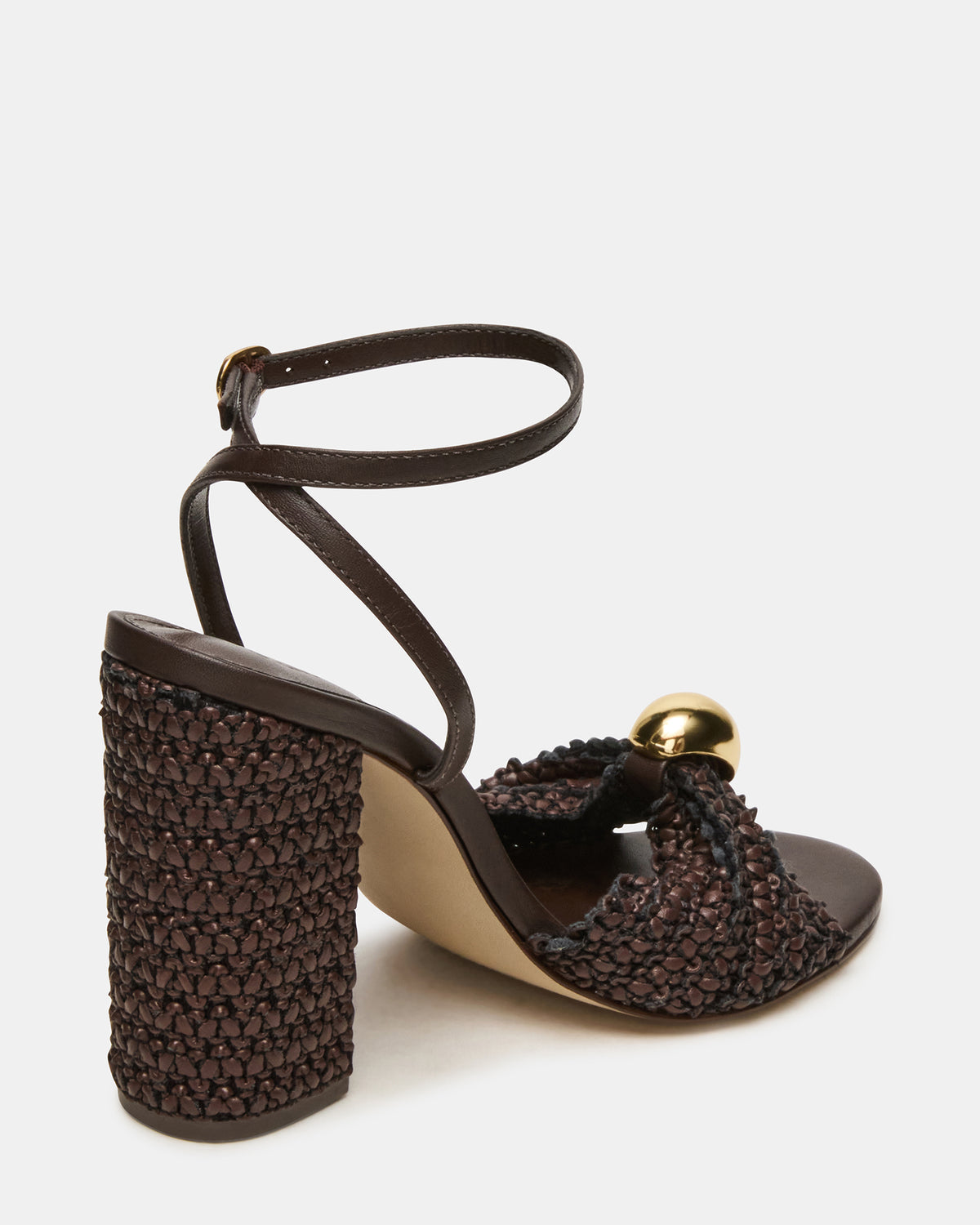 CHEYLA Brown Multi Raffia Women's Block Heels | Steve Madden Trending