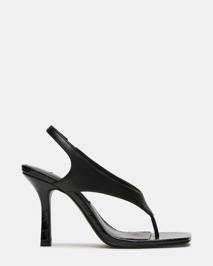 IMPROV Black Leather Square-Toe Thong Slingback Women's Heel | Steve Madden Featured