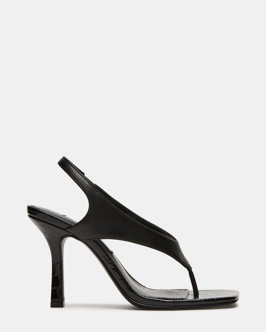 IMPROV Black Leather Square-Toe Thong Slingback Women's Heel | Steve Madden Featured