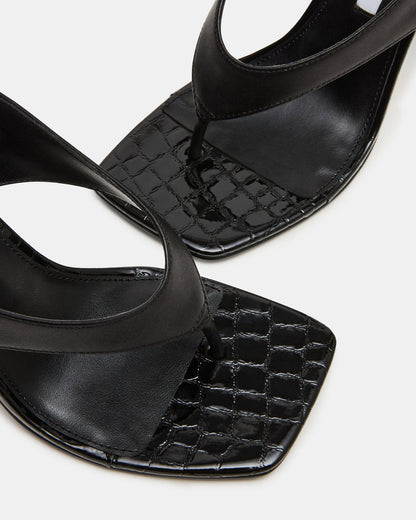 IMPROV Black Leather Square-Toe Thong Slingback Women's Heel | Steve Madden Featured