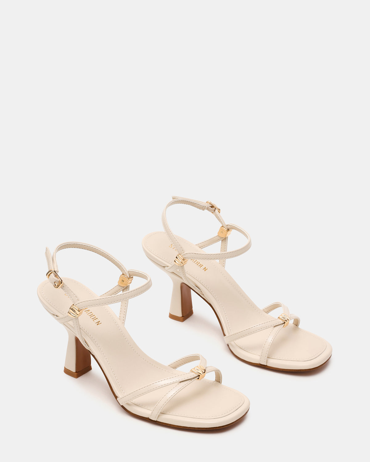 POSY Bone Gold-Detail Strappy Square-Toe Women's Heel | Steve Madden Popular