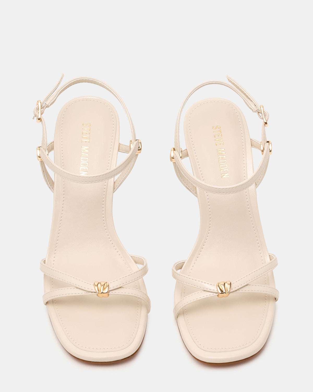 POSY Bone Gold-Detail Strappy Square-Toe Women's Heel | Steve Madden Popular
