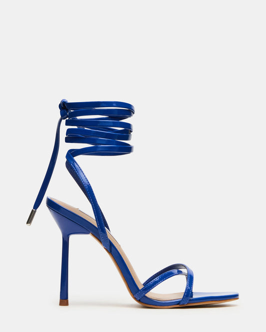 NERI Cobalt Patent Strappy Stiletto Round-Toe Women's Heel | Steve Madden Signature
