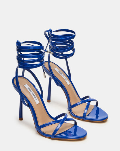 NERI Cobalt Patent Strappy Stiletto Round-Toe Women's Heel | Steve Madden Signature