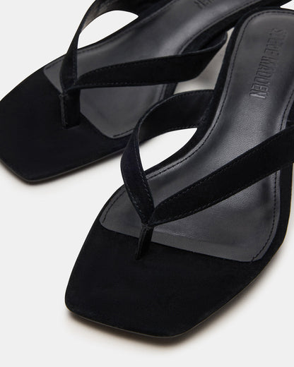 TRACIE Black Suede Thong Strap Women's Kitten Heel | Steve Madden Trending