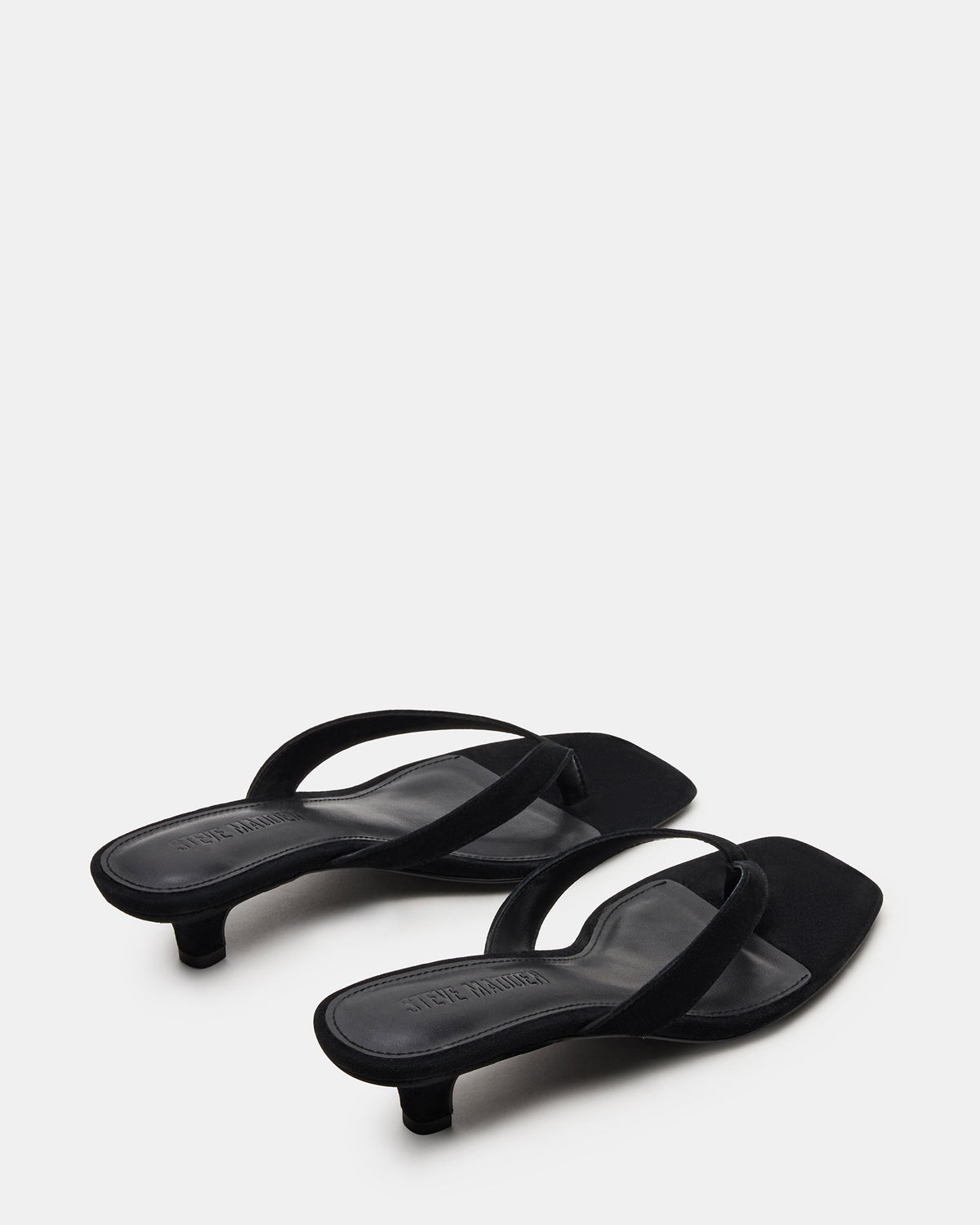 TRACIE Black Suede Thong Strap Women's Kitten Heel | Steve Madden Trending