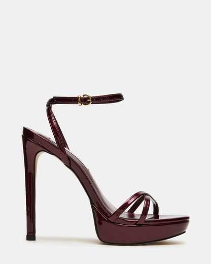 JUNI Cherry Pearl Criss Cross Stiletto Ankle Strap Women's Heel | Steve Madden Premium