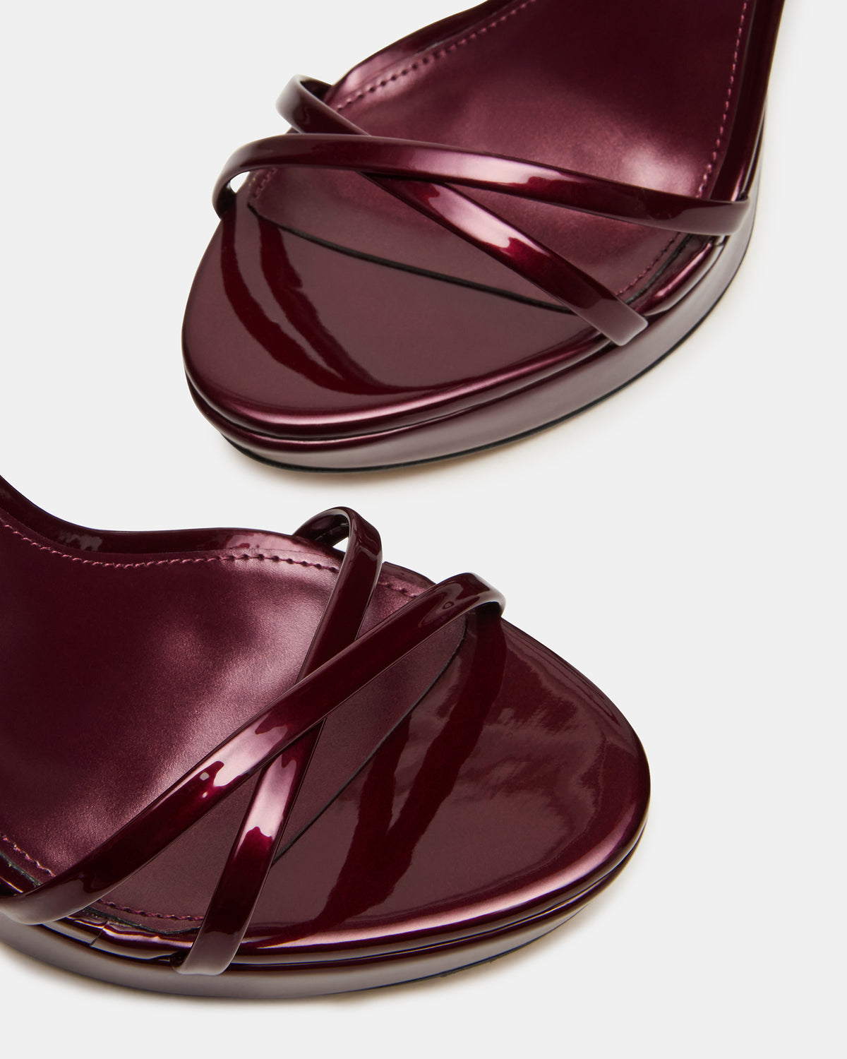 JUNI Cherry Pearl Criss Cross Stiletto Ankle Strap Women's Heel | Steve Madden Premium