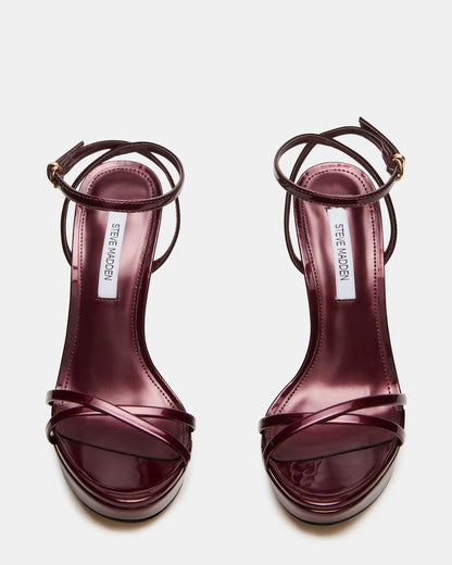 JUNI Cherry Pearl Criss Cross Stiletto Ankle Strap Women's Heel | Steve Madden Premium