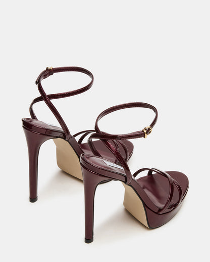 JUNI Cherry Pearl Criss Cross Stiletto Ankle Strap Women's Heel | Steve Madden Premium