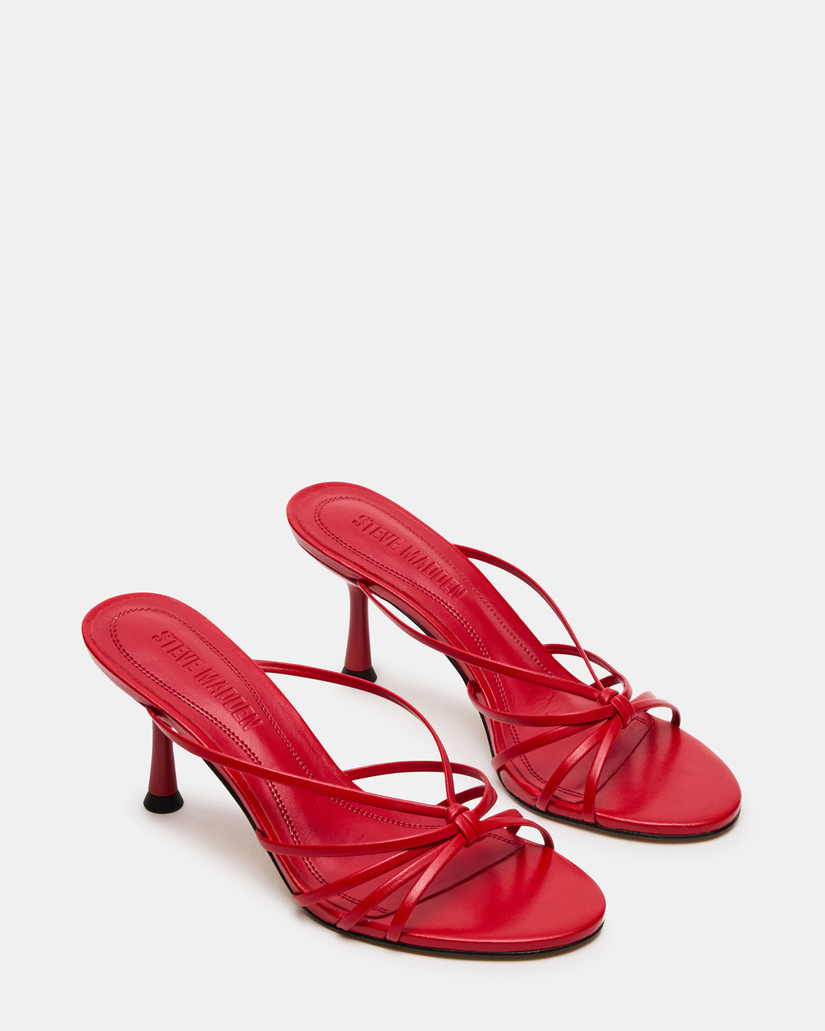 EDNA Red Leather Strappy Mule Women's Heel | Steve Madden Exclusive