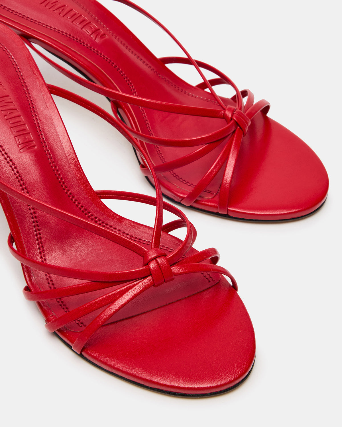 EDNA Red Leather Strappy Mule Women's Heel | Steve Madden Exclusive