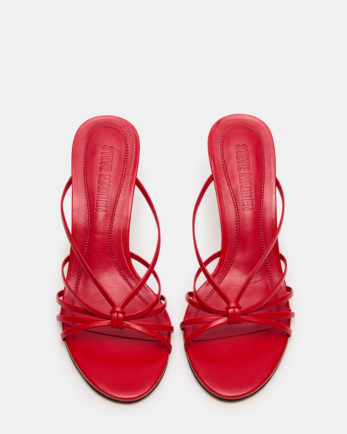 EDNA Red Leather Strappy Mule Women's Heel | Steve Madden Exclusive