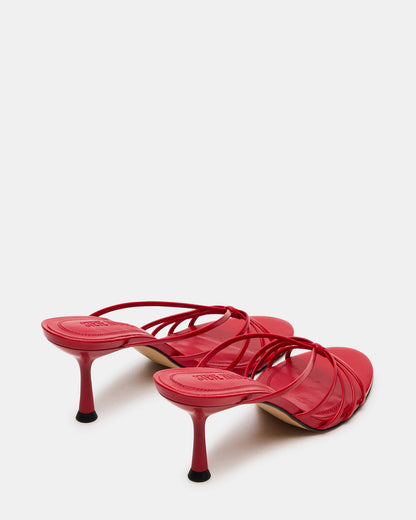 EDNA Red Leather Strappy Mule Women's Heel | Steve Madden Exclusive