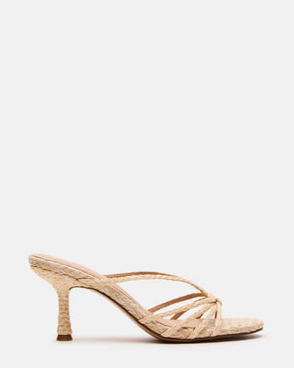 EDNA Natural Raffia Strappy Mule Women's Heel | Steve Madden Trending