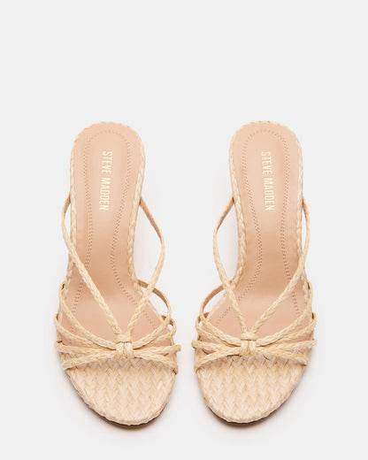 EDNA Natural Raffia Strappy Mule Women's Heel | Steve Madden Trending