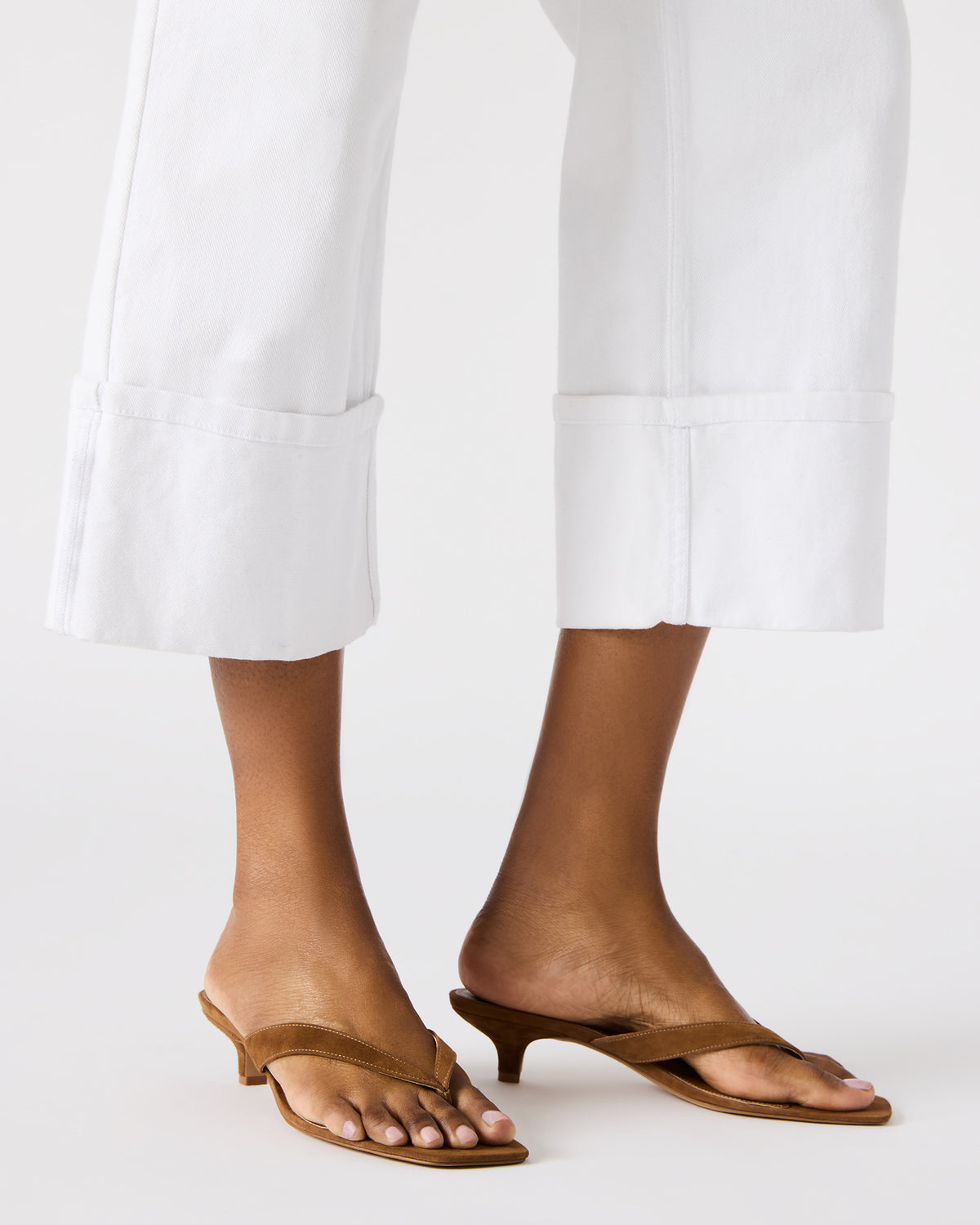 TRACIE Chestnut Suede Thong Strap Women's Kitten Heel | Steve Madden Value