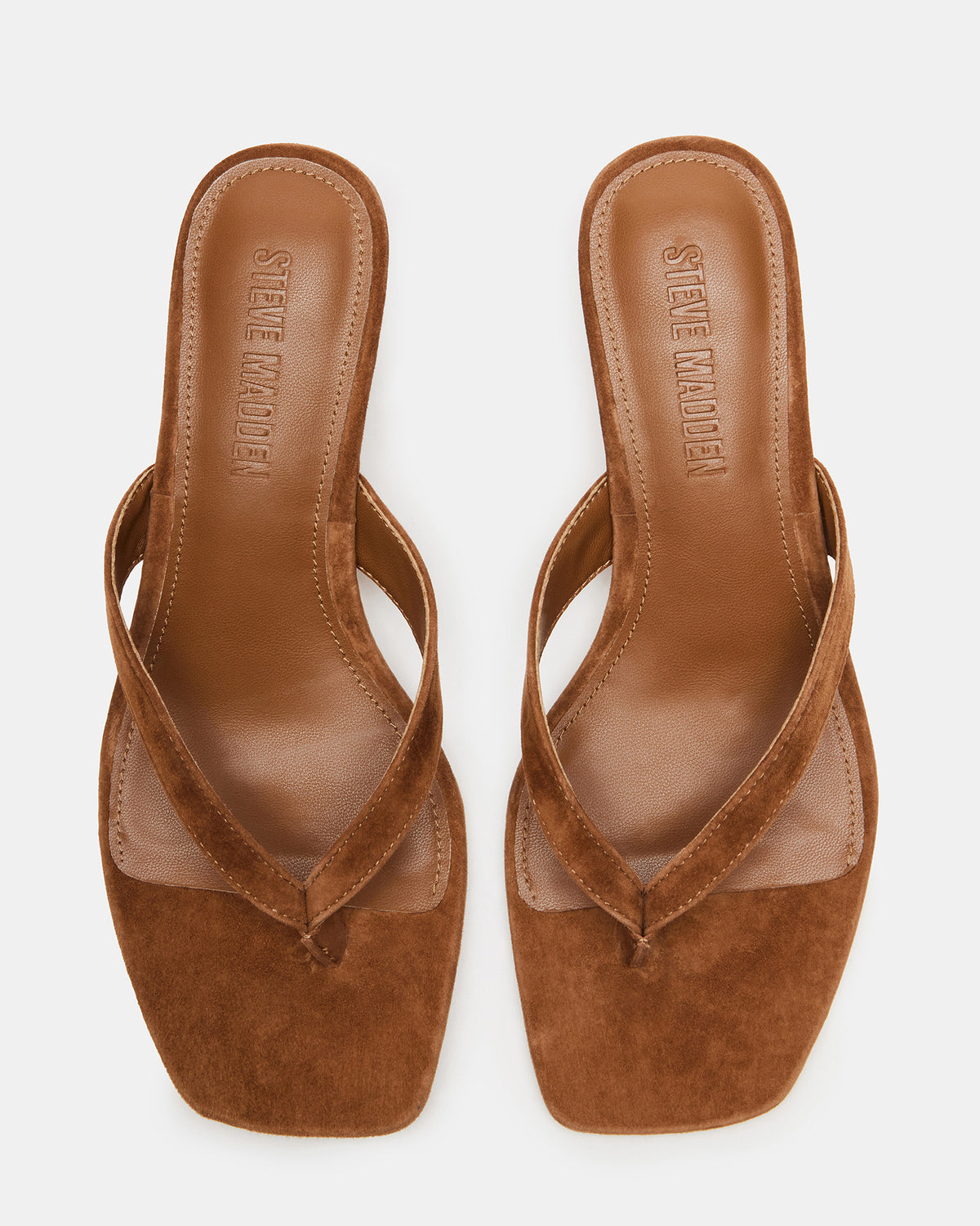 TRACIE Chestnut Suede Thong Strap Women's Kitten Heel | Steve Madden Value