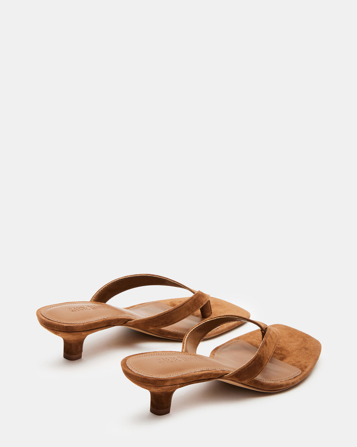 TRACIE Chestnut Suede Thong Strap Women's Kitten Heel | Steve Madden Value