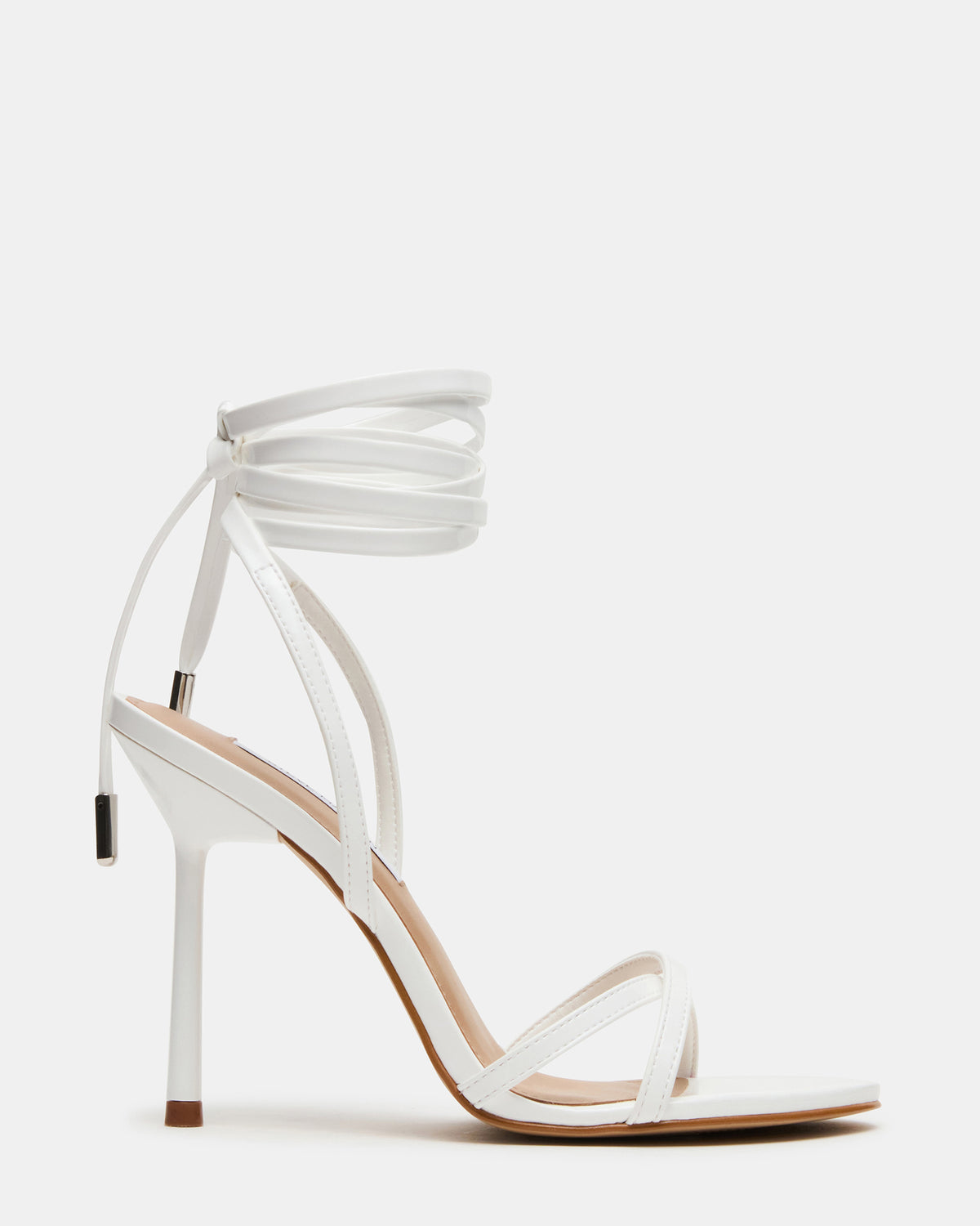 NERI White Patent Strappy Stiletto Round-Toe Women's Heel | Steve Madden Top Pick