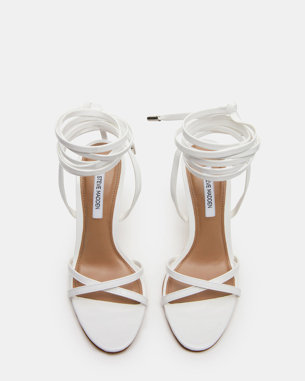 NERI White Patent Strappy Stiletto Round-Toe Women's Heel | Steve Madden Top Pick