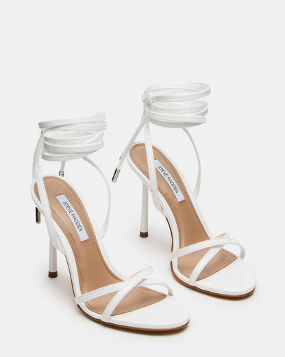 NERI White Patent Strappy Stiletto Round-Toe Women's Heel | Steve Madden Top Pick
