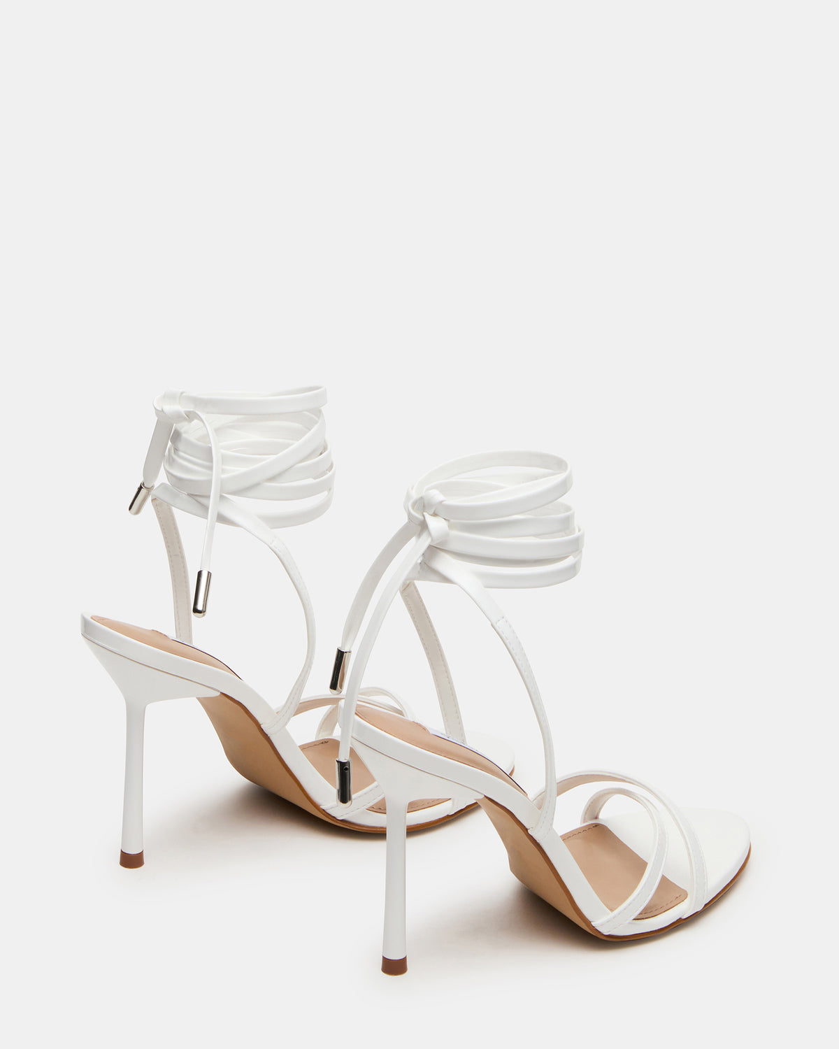 NERI White Patent Strappy Stiletto Round-Toe Women's Heel | Steve Madden Top Pick