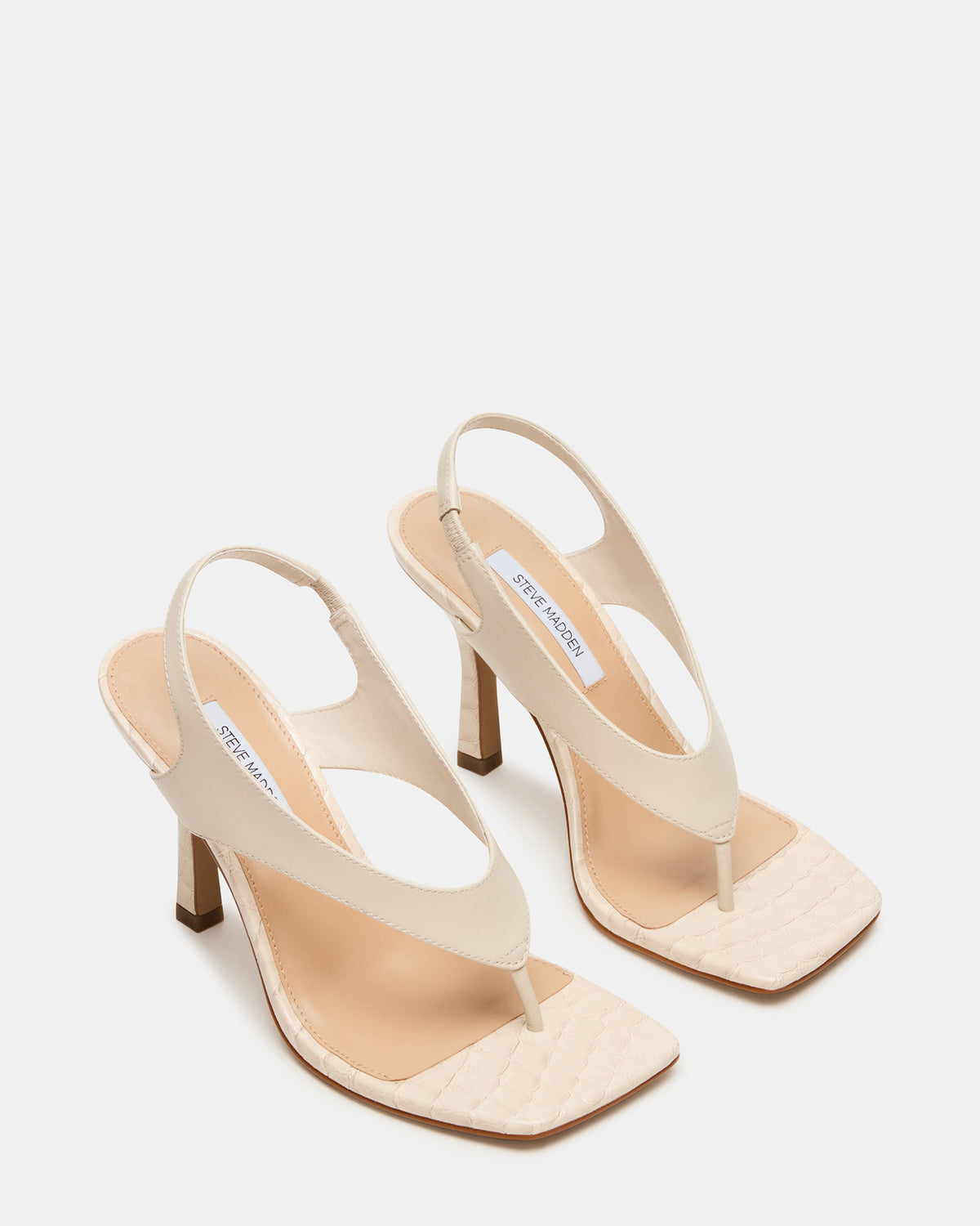 IMPROV Bone Leather Square-Toe Thong Slingback Women's Heel | Steve Madden Signature