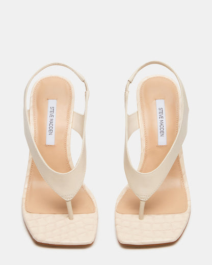 IMPROV Bone Leather Square-Toe Thong Slingback Women's Heel | Steve Madden Signature