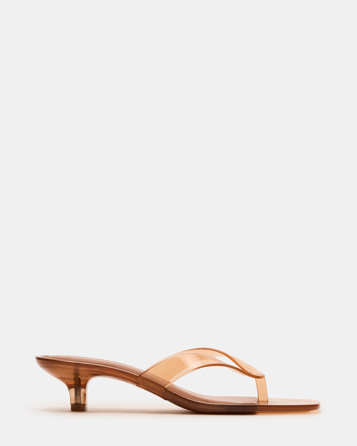 TRACIE Jelly Tan Thong Strap Women's Kitten Heel | Steve Madden Featured