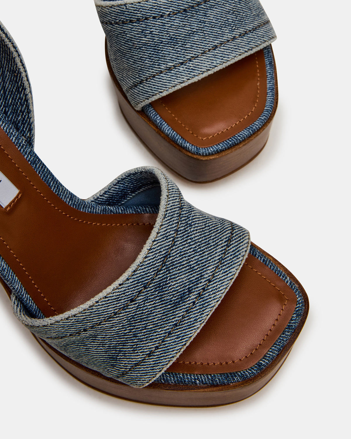 FLORIA Denim Square-Toe Block Heel Platform Women's Heel | Steve Madden Latest