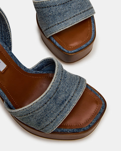FLORIA Denim Square-Toe Block Heel Platform Women's Heel | Steve Madden Latest