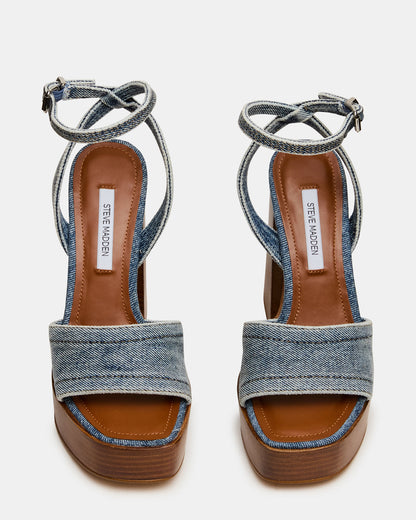 FLORIA Denim Square-Toe Block Heel Platform Women's Heel | Steve Madden Latest