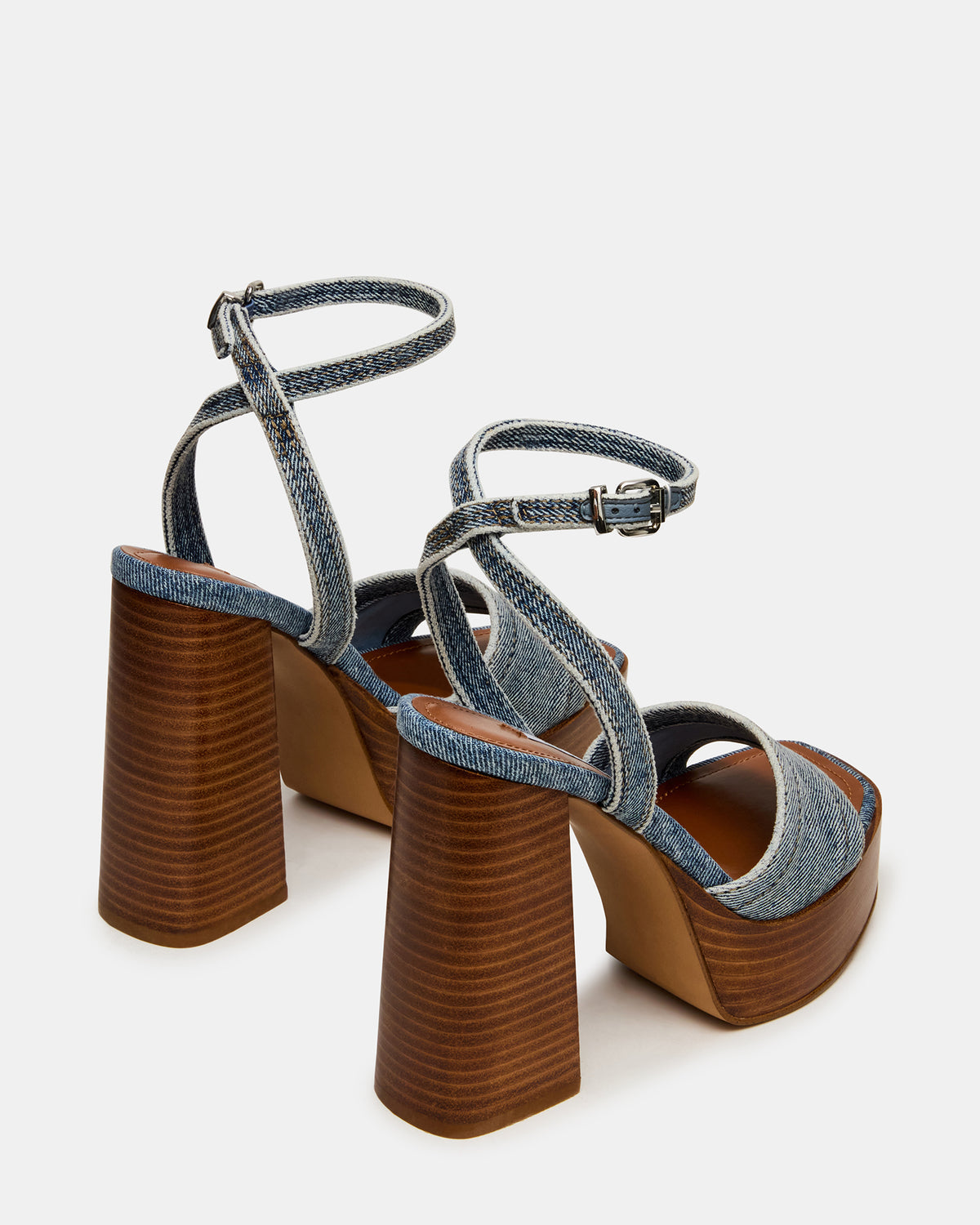 FLORIA Denim Square-Toe Block Heel Platform Women's Heel | Steve Madden Latest