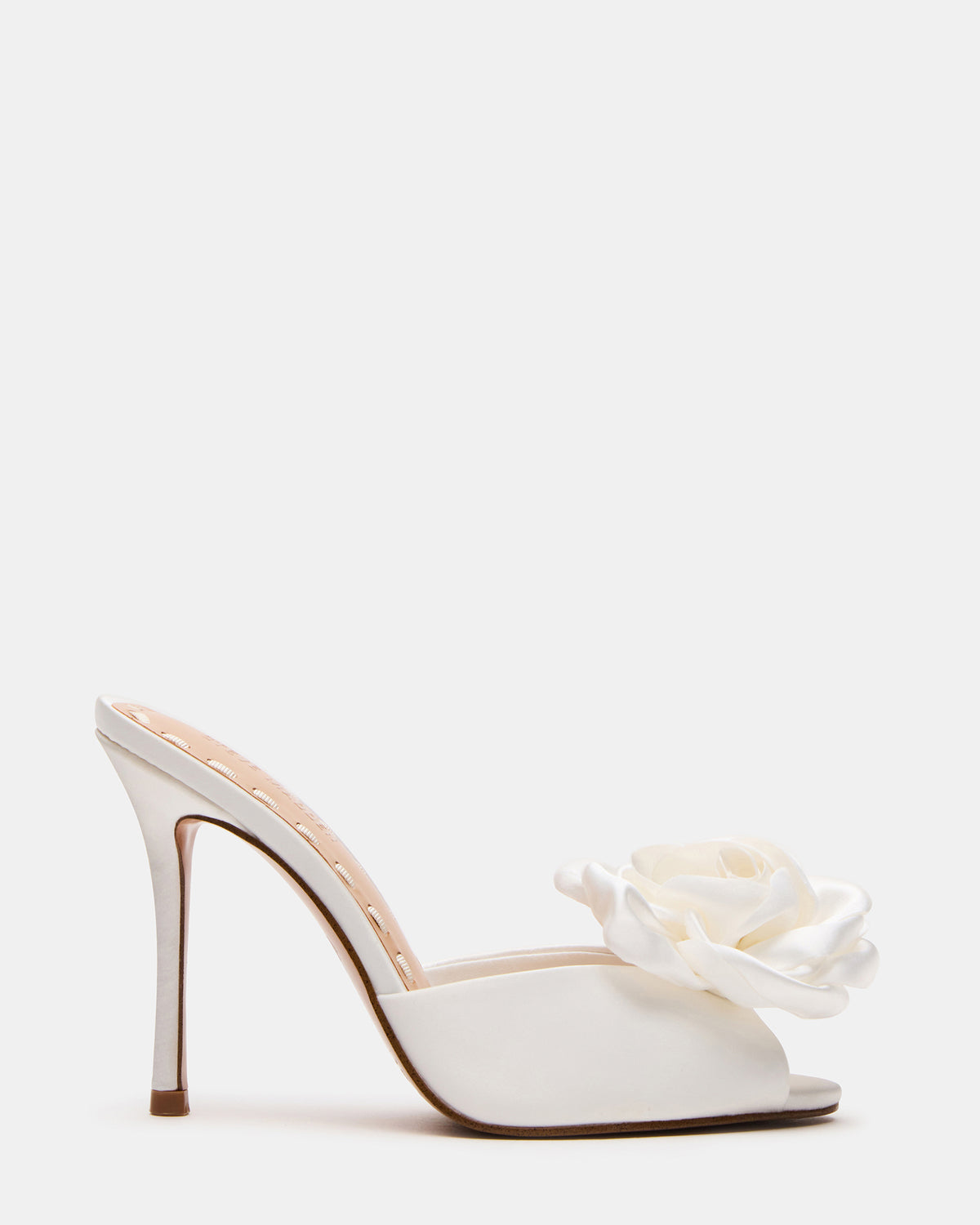 PRIYA Flower Ivory Satin Mule Women's Heel | Steve Madden Premium